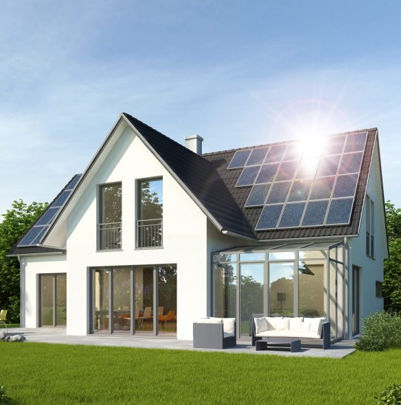 Haus mit Wintergarten und Solardach